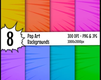 Comic Pop Art Background Wallpaper - Digital Paper - Colorful Cartoon Paper - Cartoon Design - Superhero Paper - Cartoon - Comic Background