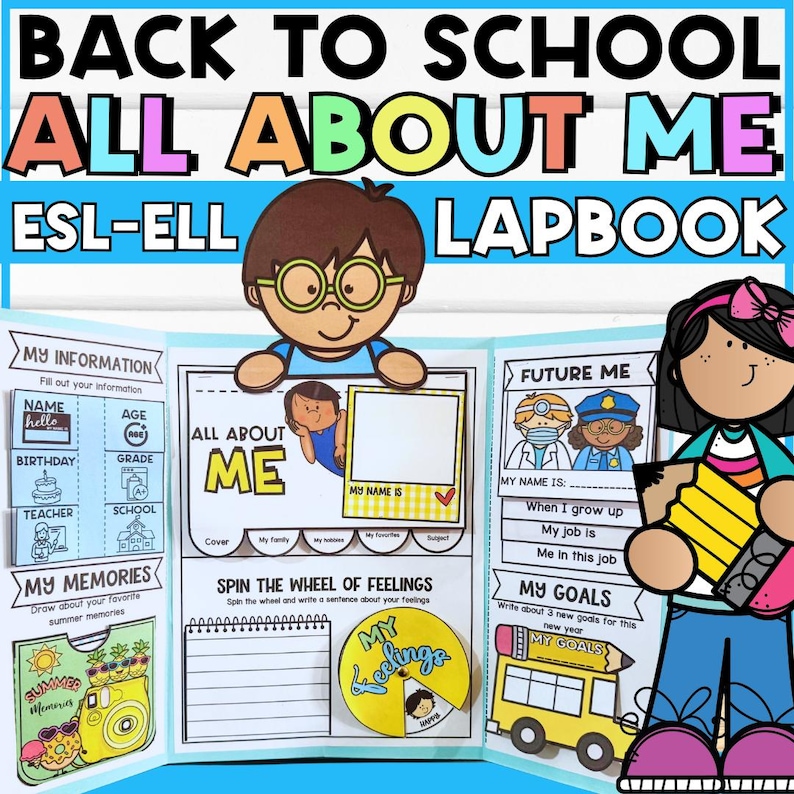 Printable All About Me Lapbook | Back to School Writing Craft for ESL ...