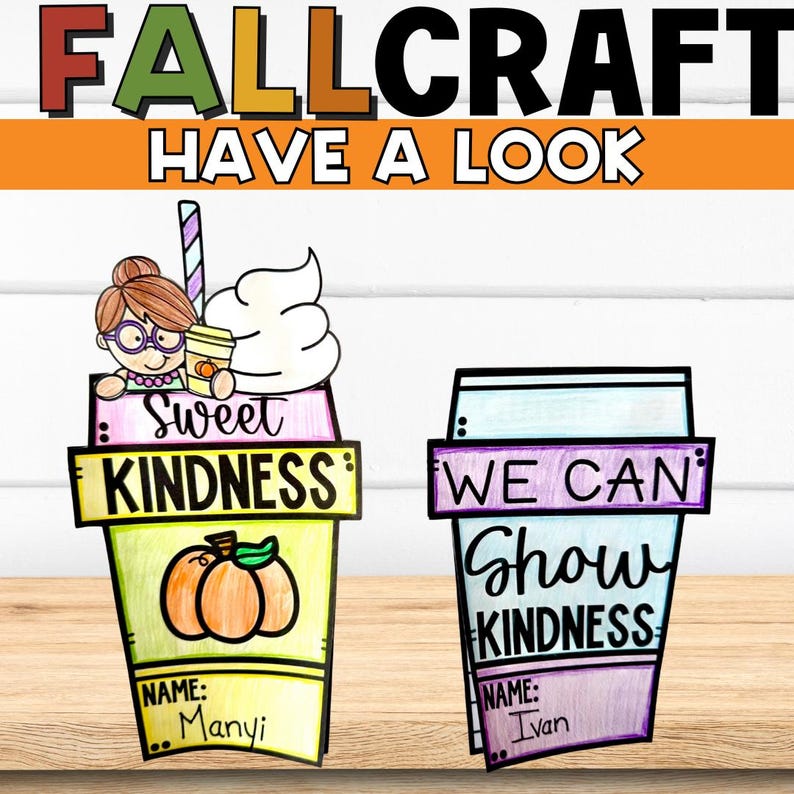 Fall ESL Kindness Writing Craft-pumpkin Spice Latte Autumn Bulletin ...