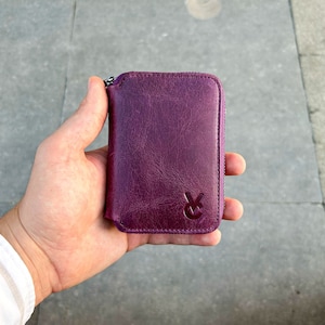 Personalized Unisex Zipper Leather Wallet,Minimalist Women Wallet,Engraved Wallet,Mini Womens Wallet,Mens Leather Wallet,Gifts for Dad&Mom