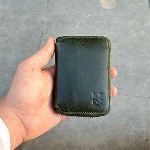 Personalized Unisex Zipper Leather Wallet,Minimalist Women Wallet,Engraved Wallet,Mini Womens Wallet,Mens Leather Wallet,Gifts for Dad&Mom