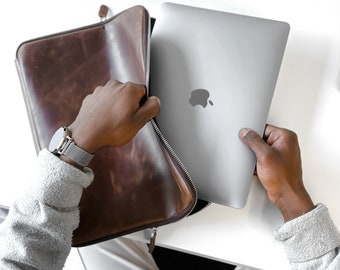 Funda de cuero personalizada para portátil, funda para MacBook Pro/Air de 13'' y 14'', funda personalizada para MacBook, funda de cuero para portátil, bolso para portátil, regalo para él