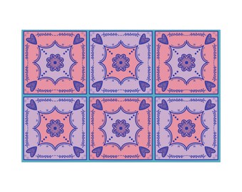 Papeles de regalo con estampado de azulejos: hojas ecológicas para scrapbooking