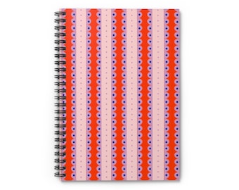 Cuaderno espiral con patrón vibrante: Diario de líneas rayadas, 6x8"