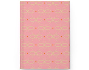Cuaderno mate con patrón de lazo repetido, bonito material de papelería, cuaderno de escritura, diario, regalo para escritores, cuaderno de tapa dura