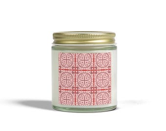 Vela perfumada con diseño de azulejos: cera de coco y albaricoque, aromaterapia para decoración del hogar