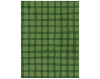 Manta de terciopelo con cuadrícula verde: moderna y acogedora