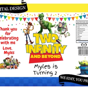 Digital Toy Story Two Infinity and Beyond Chip Bag/Treat Bag Template, Toy Story, Two Infinity and Beyond, Party Favour, Digital, Printable