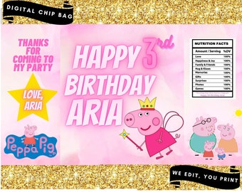 Digital Peppa Pig Chip Bag Design, Peppa Pig Party, Peppa Pig Birthday, Peppa Pig Party Favours, Digital Design, Printable