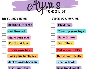 Digital To-Do List, To-Do List, Checklist, Kid's Checklist, Kids Chore Chart, Morning and Night Routine, Morning Checklist, Responsibility