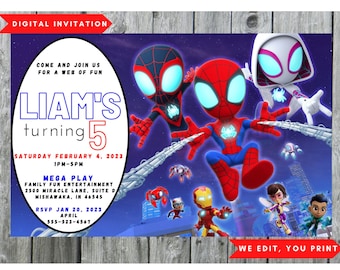 Digital Spidey and Friends Invitation, Spidey and Friends Birthday, Spidey and Friends Party, Digital Design, Printable, Birthday Party