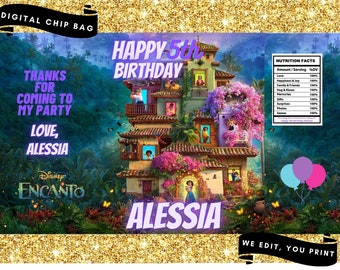 Digital Encanto Themed Chip Bag/Treat Bag Party Favour, Encanto Party Favour, Encanto Birthday Party, Encanto, Digital Design, Printable