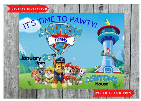 Invito digitale Paw Patrol, festa di compleanno Paw Patrol, design  digitale, compleanno per bambini, Paw Patrol, stampabile -  Italia