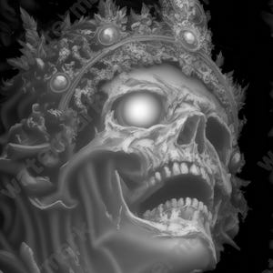 Skeleton King Coin Depth Map | Fiber Laser | Depth Map | 3D Laser Engrave | Xtool | Lightburn | 3d Embossing Files | PNG |