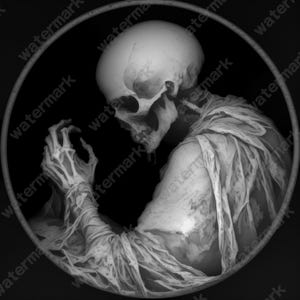 Skeleton Coin Depth Map | Fiber Laser | Depth Map | 3D Laser Engrave | Xtool | Lightburn | 3d Embossing Files | PNG |