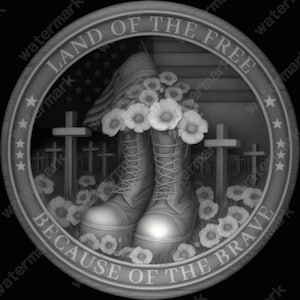 Veteran Memorial Coin Depth Map | Fiber Laser | Depth Map | 3D Laser Engrave | Xtool | Lightburn | 3d Embossing Files | PNG |