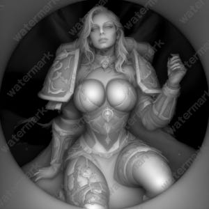 Female Grim Dark Warrior Coin Depth Map | Fiber Laser | Depth Map | 3D Laser Engrave | Xtool | Lightburn | 3d Embossing Files | PNG |