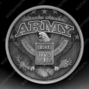 United States Army Coin Depth Map | Fiber Laser | Depth Map | 3D Laser Engrave | Xtool | Lightburn | 3d Embossing Files | PNG |