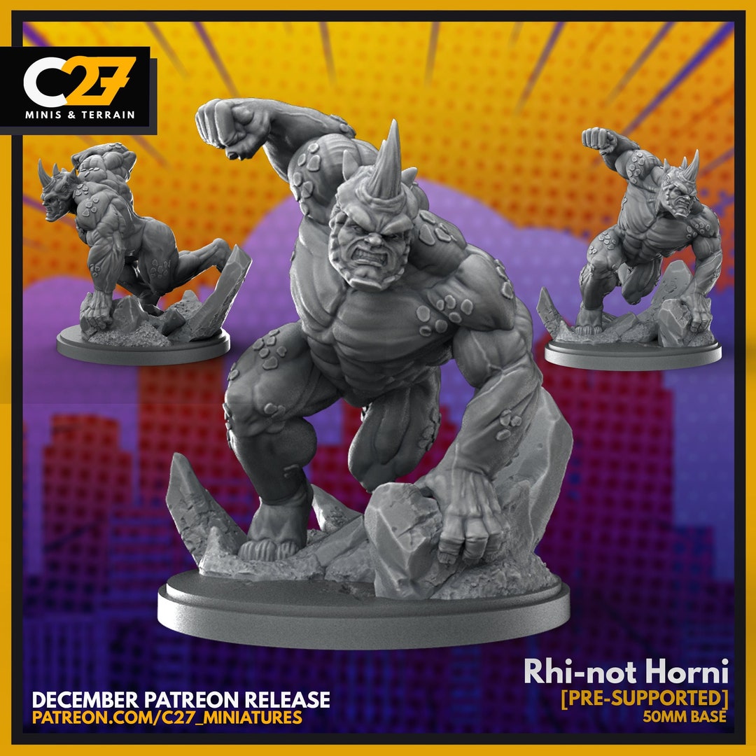 Rhino 40mm Scale Miniature | Crisis Protocol Proxy | C27 - Etsy