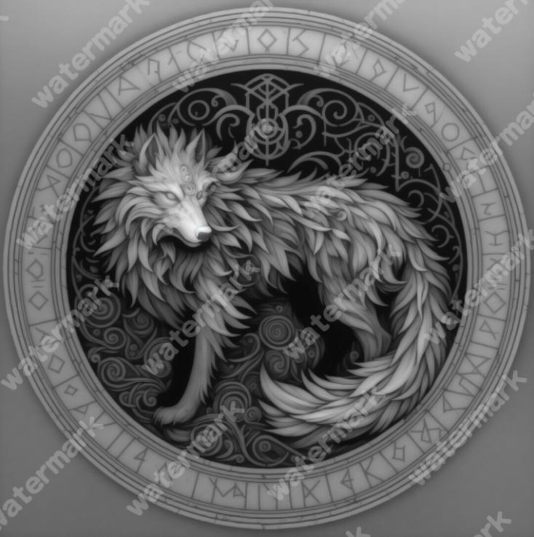 Wolves Depth Map Celtic Wolf Depth Map: 3D Laser Engraving File (PNG Digital Download ...