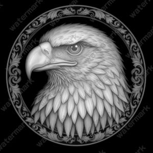 Bald Eagle Coin Depth Map | Fiber Laser | Depth Map | 3D Laser Engrave | Xtool | Lightburn | 3d Embossing Files | PNG |