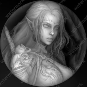 Female Elf Warrior Coin Depth Map | Fiber Laser | Depth Map | 3D Laser Engrave | Xtool | Lightburn | 3d Embossing Files | PNG |