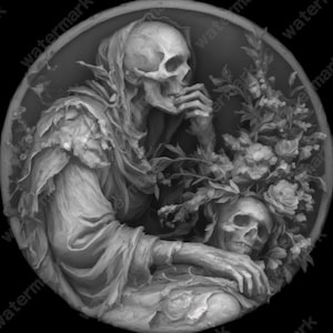 Memento Mori Coin Depth Map | Fiber Laser | Depth Map | 3D Laser Engrave | Xtool | Lightburn | 3d Embossing Files | PNG |