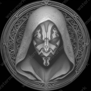 Darth Maul Coin Depth Map | Fiber Laser | Depth Map | 3D Laser Engrave | Xtool | Lightburn | 3d Embossing Files | PNG |