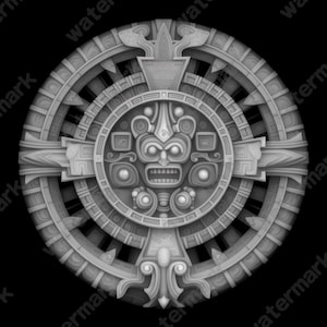Aztec Coin Depth Map | Fiber Laser | Depth Map | 3D Laser Engrave | Xtool | Lightburn | 3d Embossing Files | PNG |