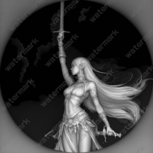 Female Warrior Coin Depth Map | Fiber Laser | Depth Map | 3D Laser Engrave | Xtool | Lightburn | 3d Embossing Files | PNG |