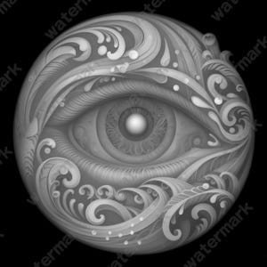 Ocean Eye Coin Depth Map | Fiber Laser | Depth Map | 3D Laser Engrave | Xtool | Lightburn | 3d Embossing Files | PNG |