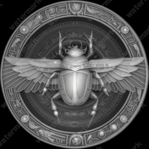 Egyptian Scarab Coin Depth Map | Fiber Laser | Depth Map | 3D Laser Engrave | Xtool | Lightburn | 3d Embossing Files | PNG |