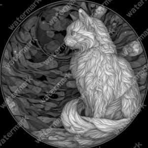 Cat Coin Depth Map | Stained Glass | Fiber Laser | Depth Map | 3D Laser Engrave | Xtool | Lightburn | 3d Embossing Files | PNG |