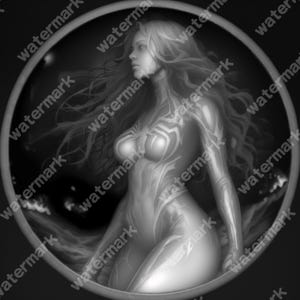 Female Venom Coin Depth Map | Fiber Laser | Depth Map | 3D Laser Engrave | Xtool | Lightburn | 3d Embossing Files | PNG |