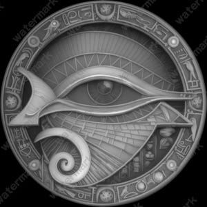 Eye of Horus Coin Depth Map | Fiber Laser | Depth Map | 3D Laser Engrave | Xtool | Lightburn | 3d Embossing Files | PNG |