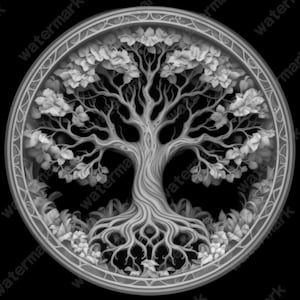 Tree of Life Coin Depth Map | Fiber Laser | Depth Map | 3D Laser Engrave | Xtool | Lightburn | 3d Embossing Files | PNG |