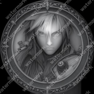 Dieptekaart wolkmunt | Final Fantasy | Fiberlaser | Dieptekaart | 3D-lasergravure | Xtool | Brandwonden | 3D-reliëfbestanden | PNG |