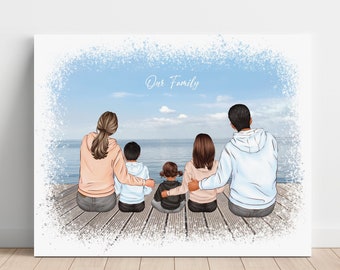 Personalized Family Portrait, Custom Family Print with Pets, New Home Gift, Mother Birthday Gift, Gift for Dad, Custom Gift for Grandparents
