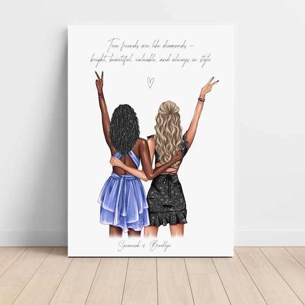 Best Friend Personalized Gift, Custom Best Friend Canvas, Gift for Her, BFF Custom Gift, Custom Friendship Gift,Friends Present,Besties Gift