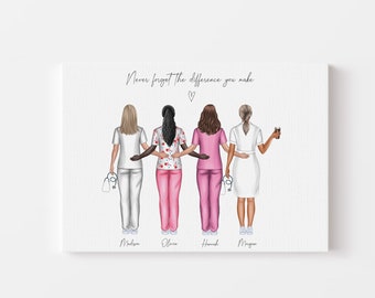 Personalized Nurse Canvas, Custom Doctor Gift, Nurse Team, Gift for Her, Scrub Life, Midwife Thank You Gift, Veterinarian Colleagues Print