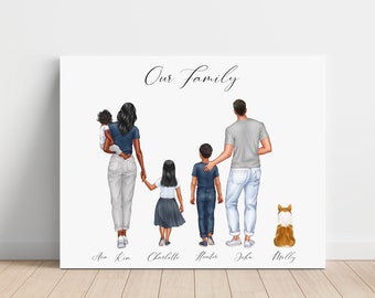Personalized Family Canvas, Custom Family Print with Pet, New Home Gift, Mother Birthday Gift, Gift for Dad, Custom Gift for Grandparents