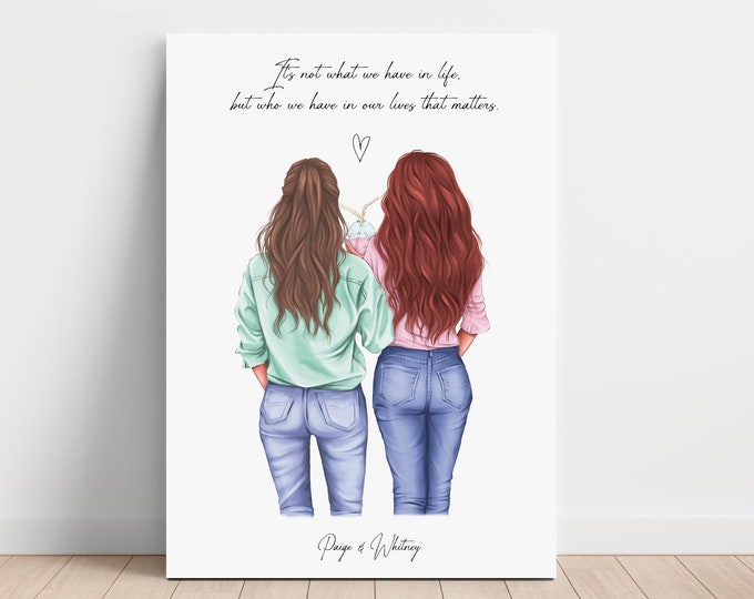 Best Friend Personalized Gift, Custom Best Friend Canvas, Gift for Her, BFF Custom Gift, Custom Friendship Gift,Friends Present,Besties Gift