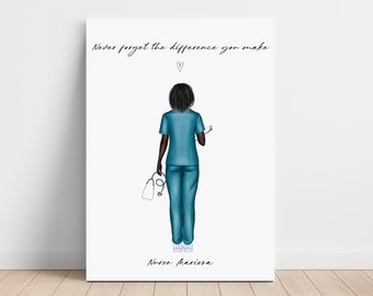 Personalized Nurse Canvas, Custom Doctor Image, Nurse Team, Gift for Her, Scrub Life, Midwife Thank You Gift, Veterinarian Colleagues Print