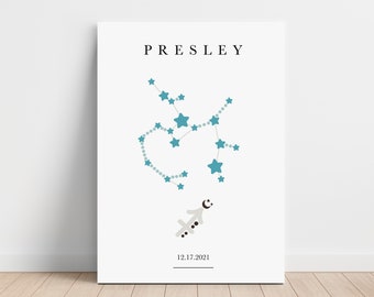 Personalized Sagittarius Zodiac Canvas, Astrology Nursery Wall Art, Toddler Bedroom Decor, Horoscope Astrology Print, Day You Were Born