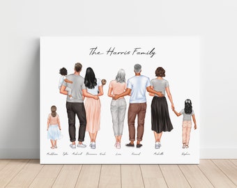 Personalized Family Canvas, Custom Family Print with Pet, New Home Gift, Mother Birthday Gift, Gift for Dad, Custom Gift for Grandparents