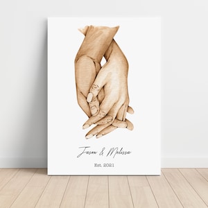 Couple Holding Hands Print, Personalized Couple Canvas, Custom Family Digital Print, Christmas Gift, First Anniversary Gift, Family Keepsake