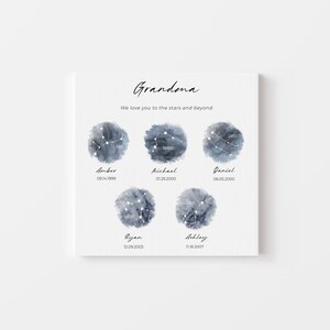 Personalized Family Canvas, Custom Family Zodiac Sign Print, Constellation Star Map Print, Mother Gift, Gift for Dad, Gift for Grandparents bild 2