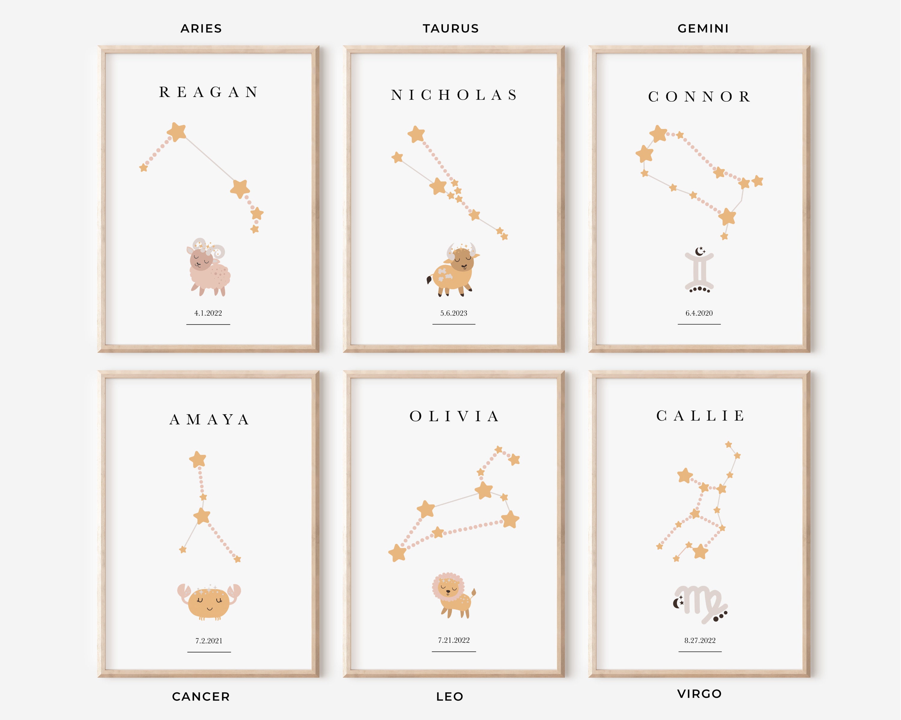 Personalized Scorpio Zodiac Canvas, Astrology Nursery Wall Art, Toddler ...