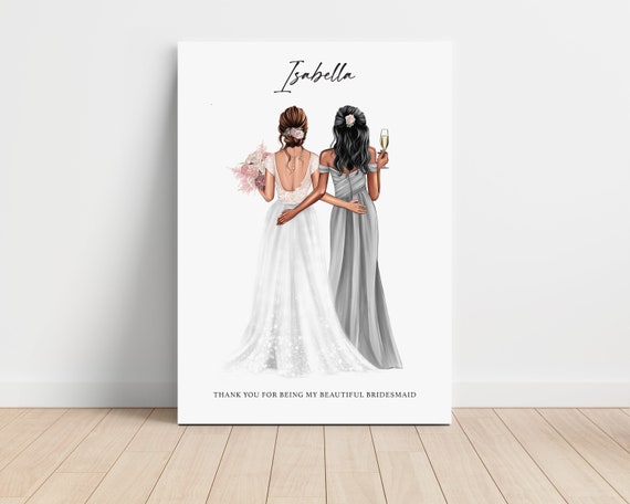 Will You Be My Bridesmaid Print, Personalised Maid of Honor, Thank You  Gift, Customized Wedding Wallart, Personalized Wedding Canvas - Etsy