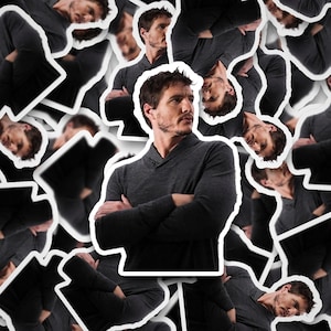 Pedro Pascal Arms Crossed Sticker  Pedro Pascal       Vinyl Decal for Laptop, Tumbler, Phone